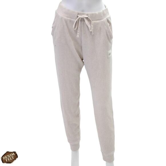 Alo Yoga Muse Sweatpant Bone Ribbed High-Waist Jogger Lounge Pants - Small - Picture 2 of 10